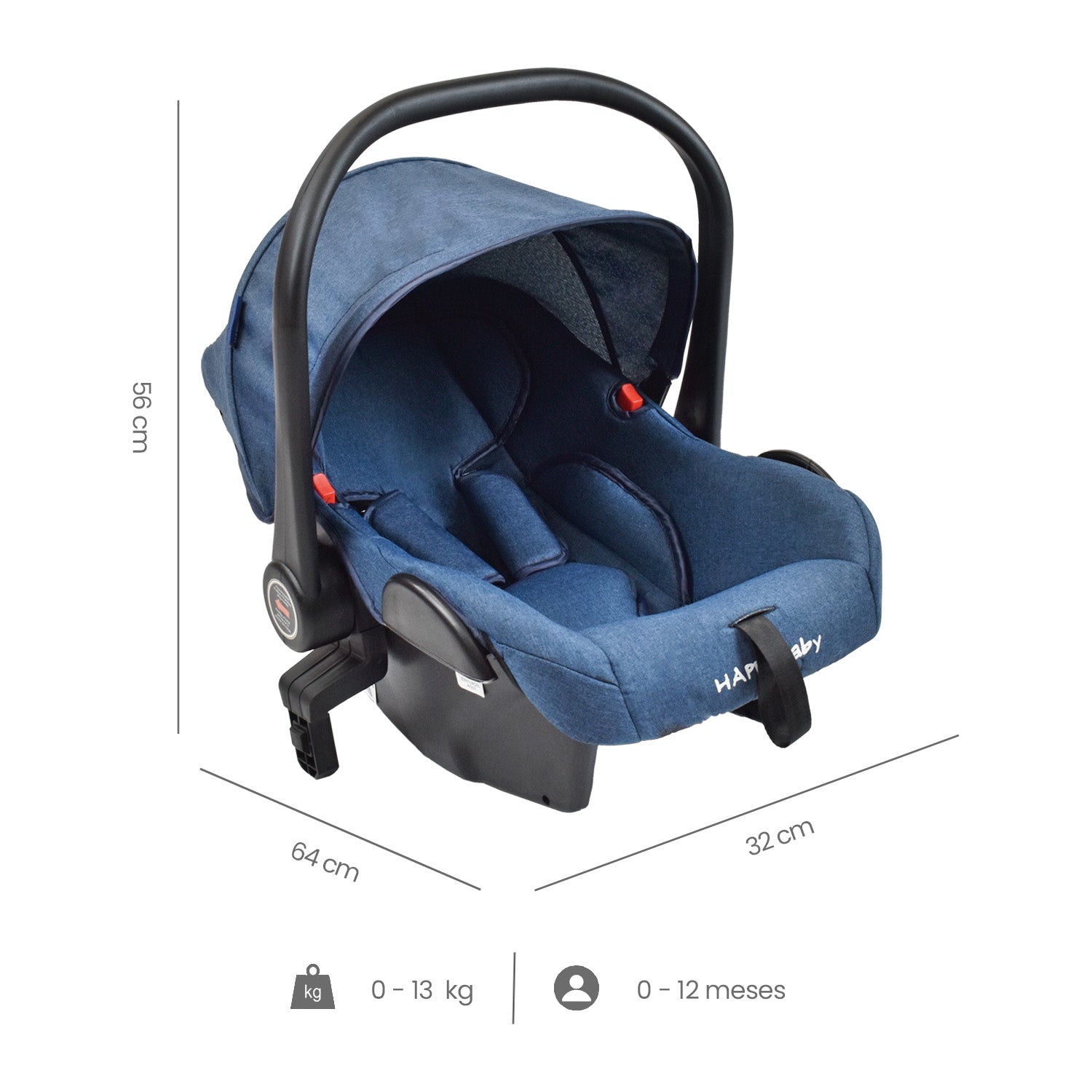 Coche Bebe Moisés Alizze Happy Baby Azul