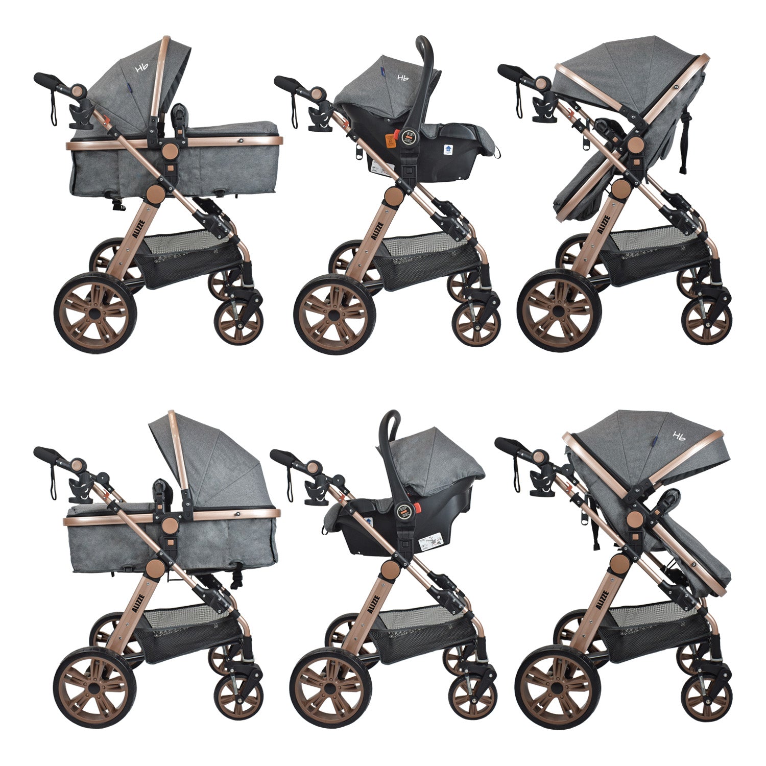 Coche Bebe Travel System  Alizze Happy Baby Gris