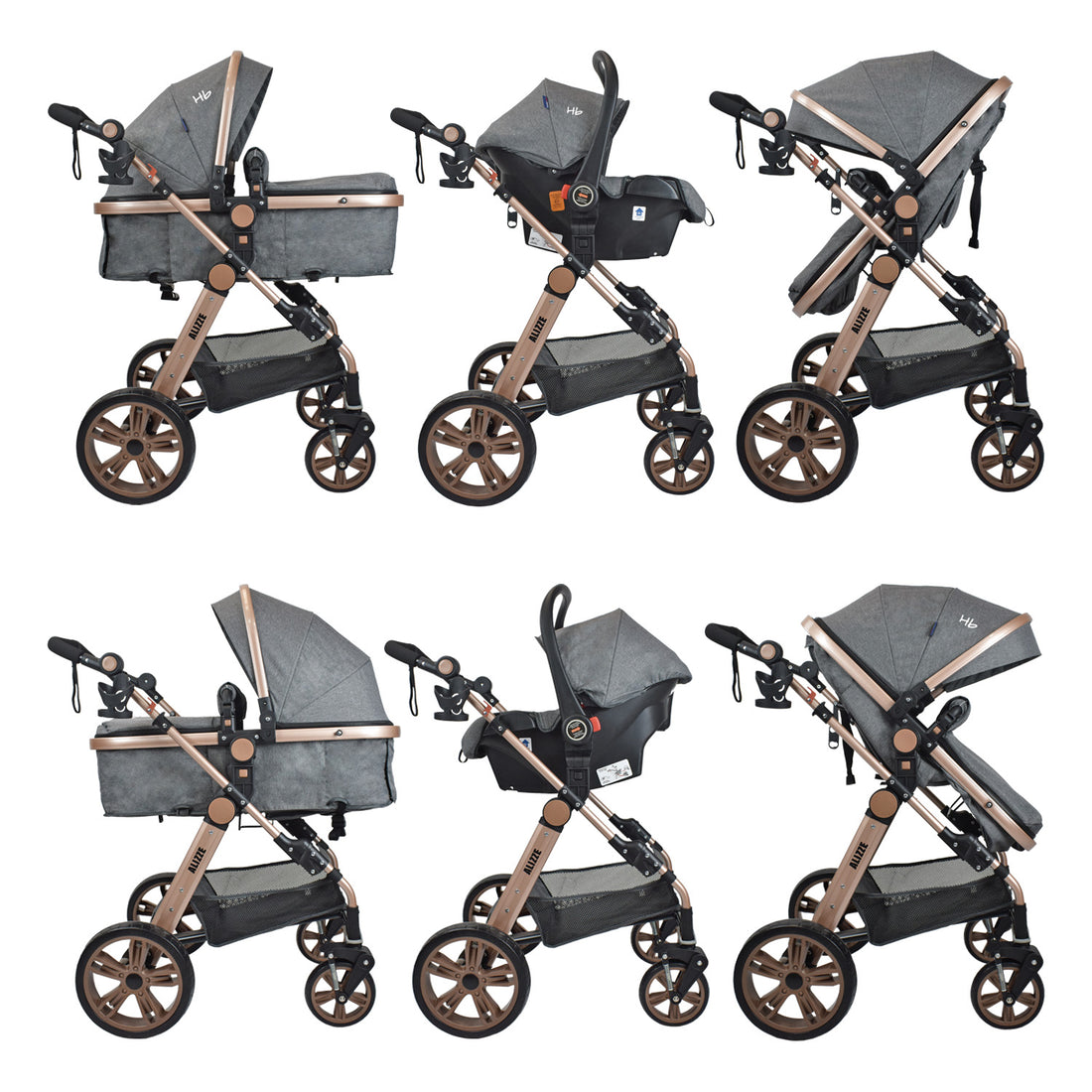 Coche Bebe Travel System  Alizze Happy Baby Gris