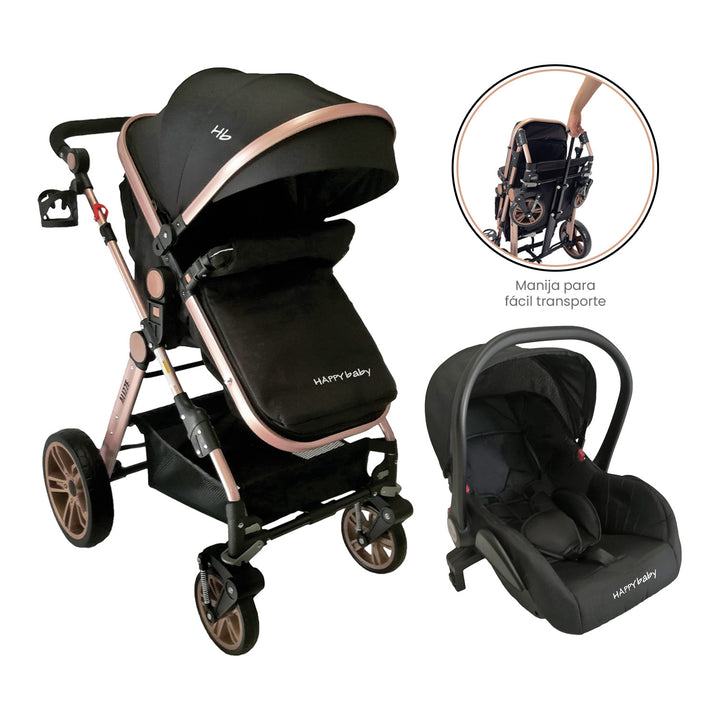 Coche Bebe Moises Alizze Happy Baby Negro con Portabebe