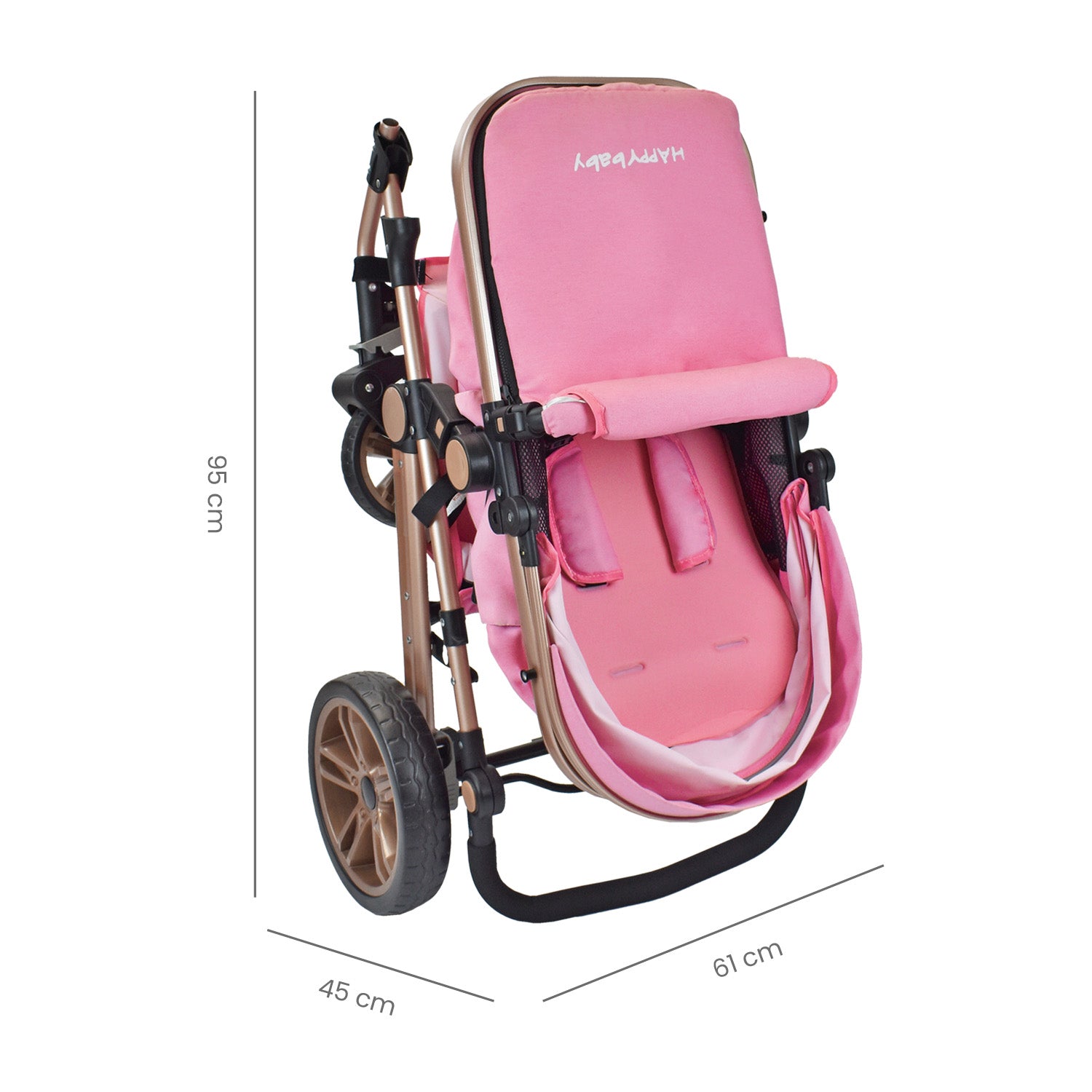 Coche Bebe Moisés Alizze Happy Baby Rosado