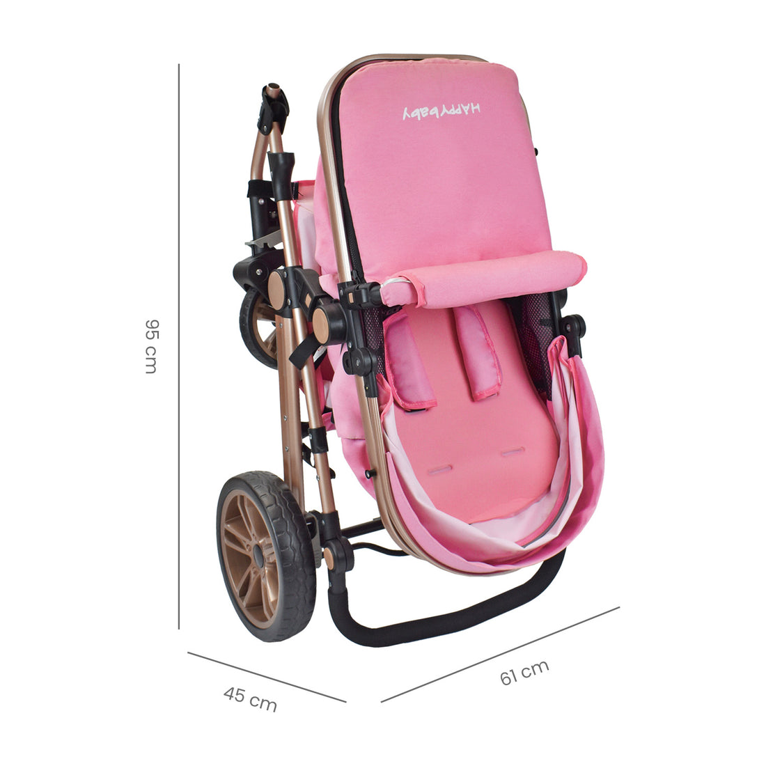 Coche Bebe Moisés Alizze Happy Baby Rosado