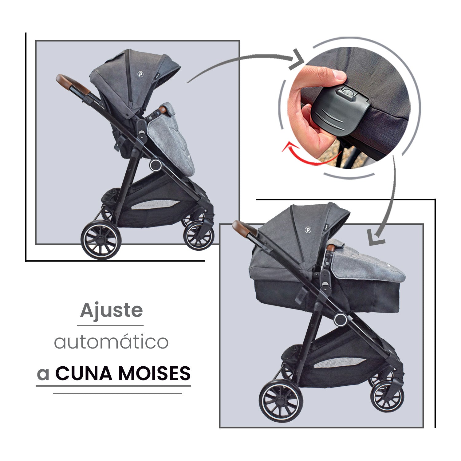 Coche bebé Travel System Aria T Priori Gris Oscuro