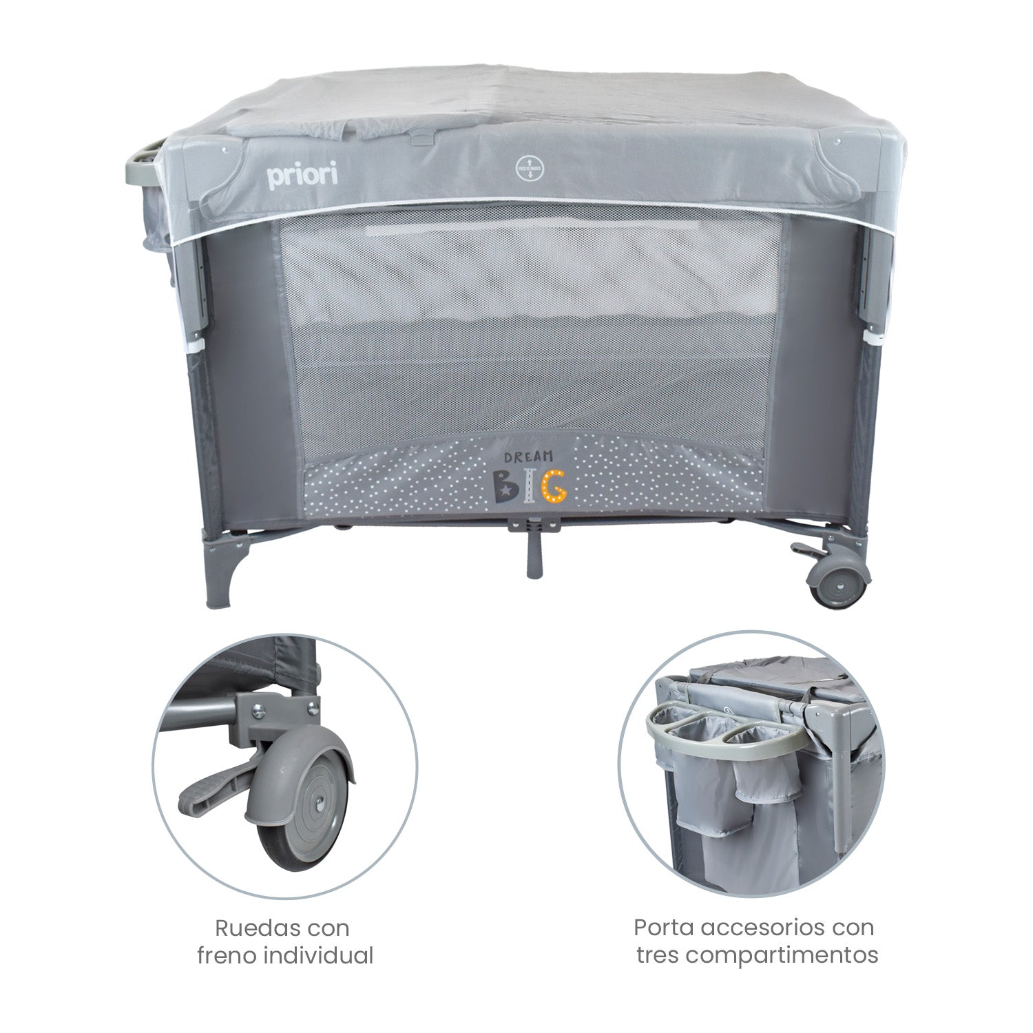Cuna Colecho Bebe Priori Avanti Dream Gris