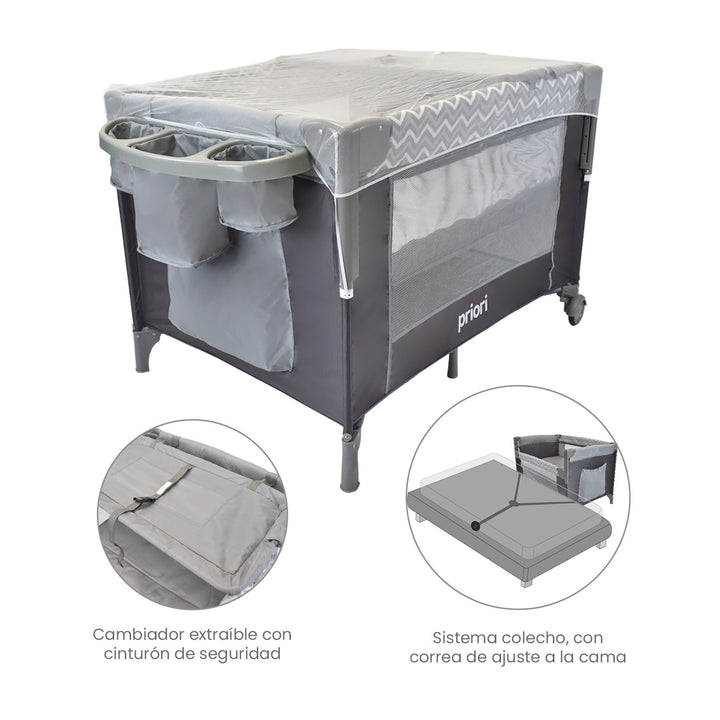 Cuna Colecho Bebe Priori Avanti Gris
