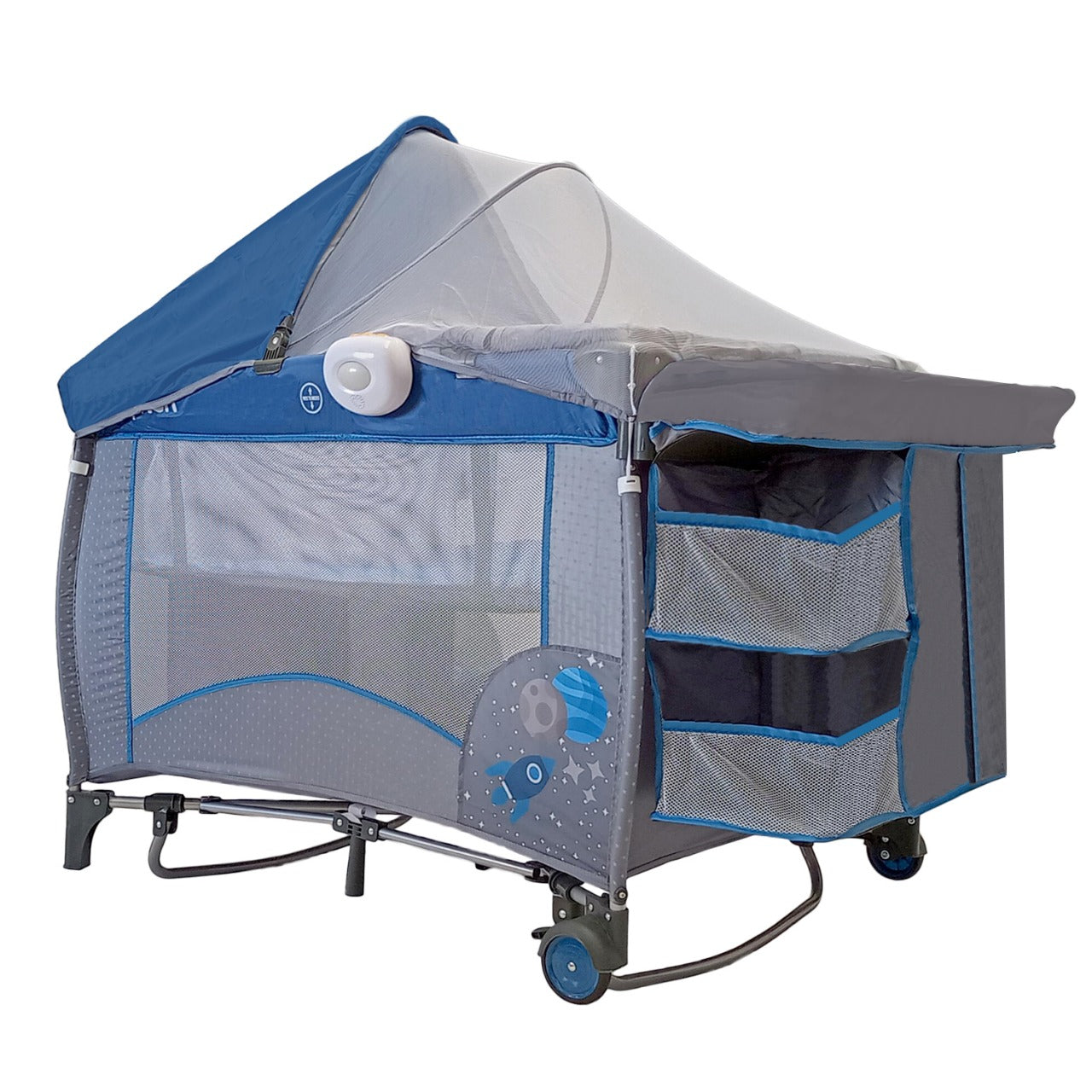 Corral Cuna Bebe Mecedora Priori Pcu8500 Azul