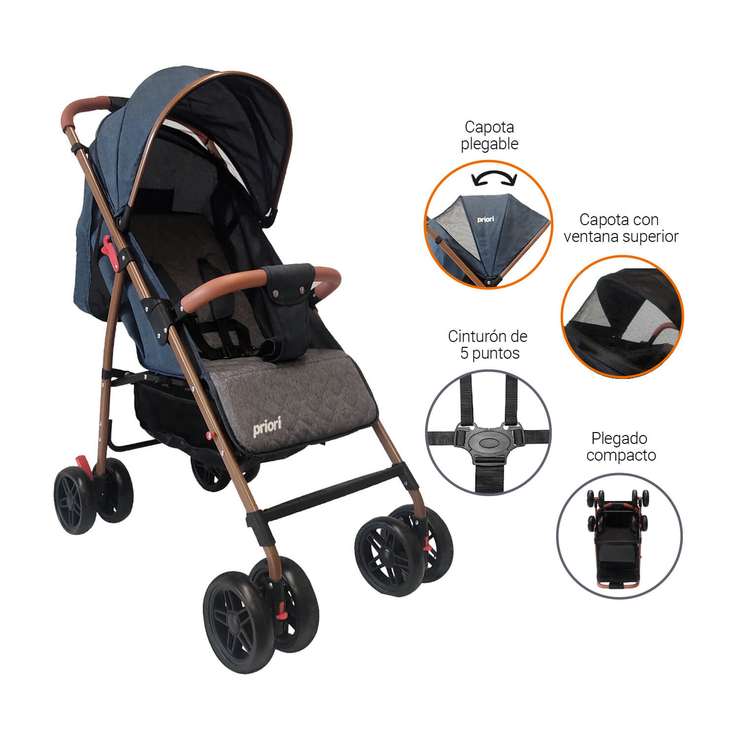 Combo Cuna Colecho Avanti + Paseador Park Priori Azul