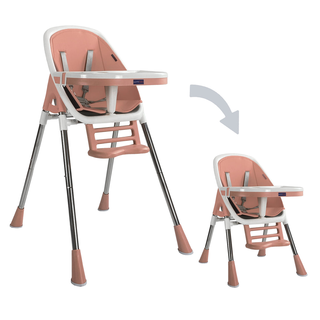 Silla comedor bebe 2en1 Happy Baby Nepal Rosa
