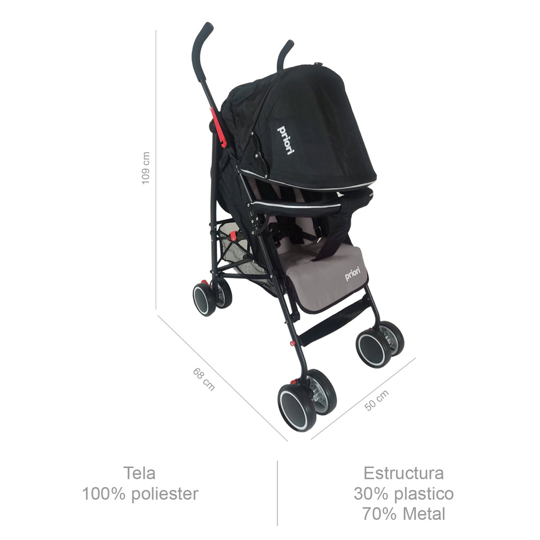 Coche Bebe Paseador Priori Véneto Gris