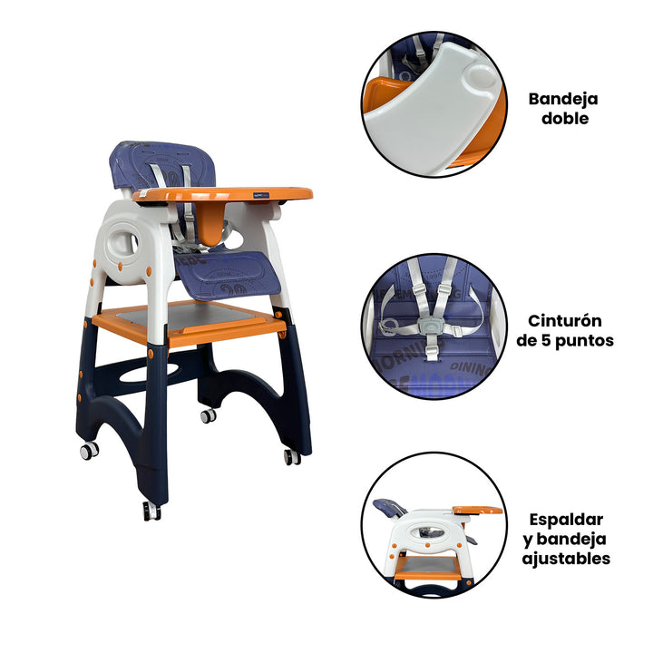 Silla Comedor Bebe Duna Happy Baby Azul