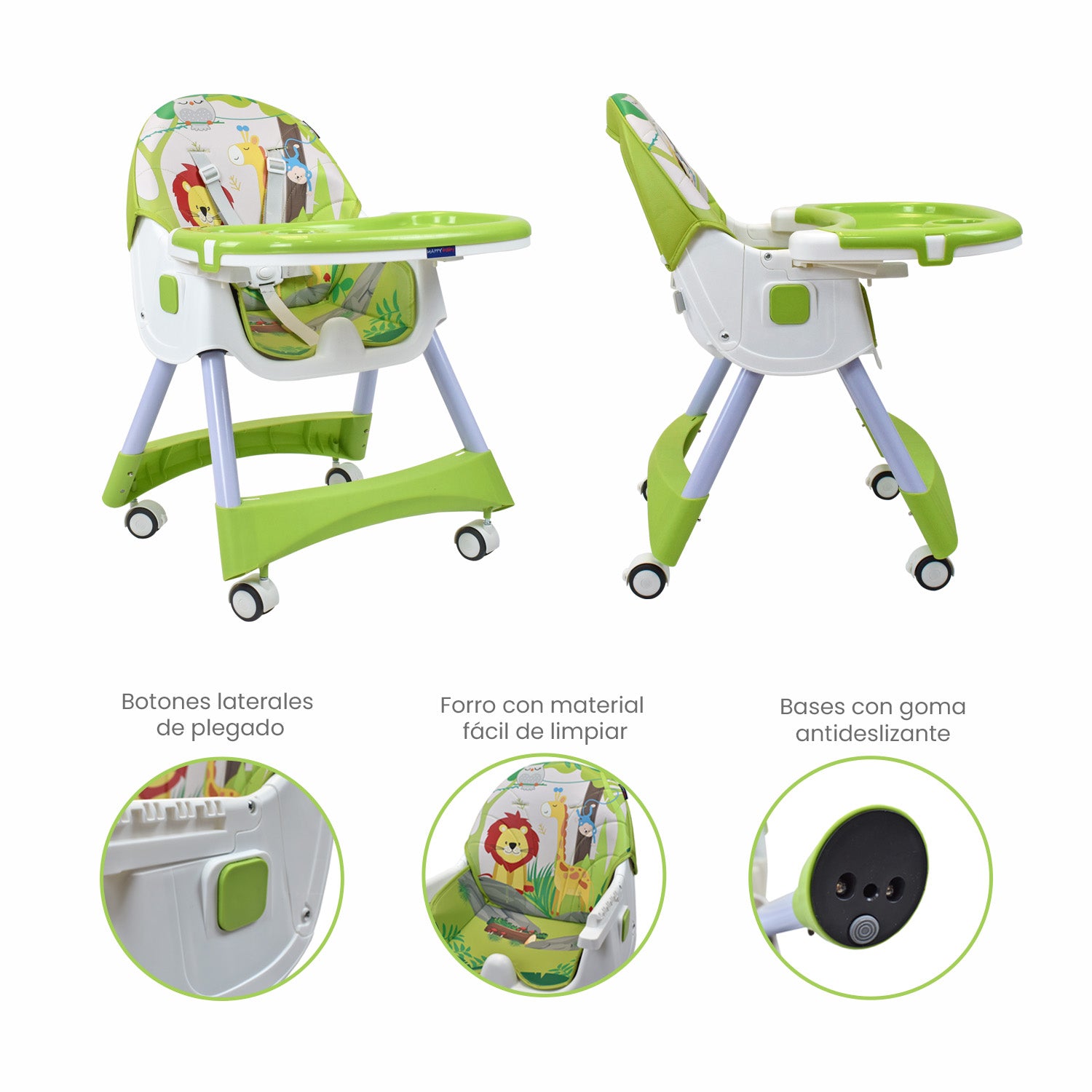 Silla Comedor Bebé 3en1 Happy Baby Bahamas Verde