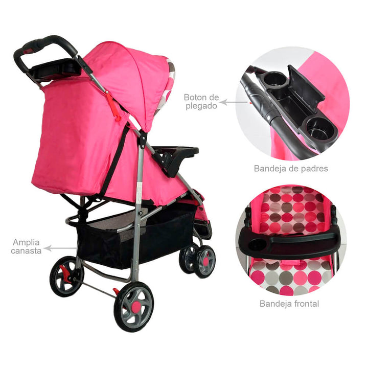 Coche Bebe Mami Love Rosa MM2043