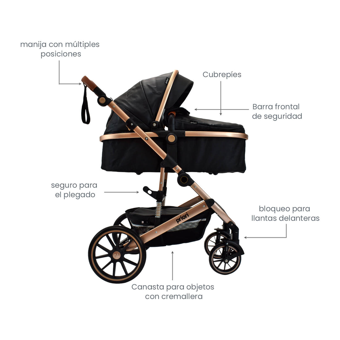 Coche Bebé Moises Milo Priori Negro
