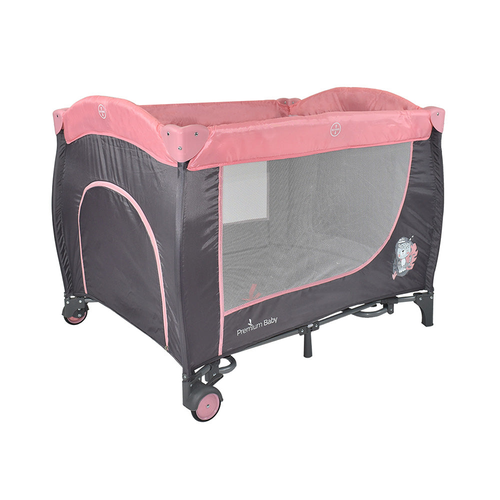 Combo Cuna Mecedora Nápoles Rosa + Colchón Ortopédico PB2385