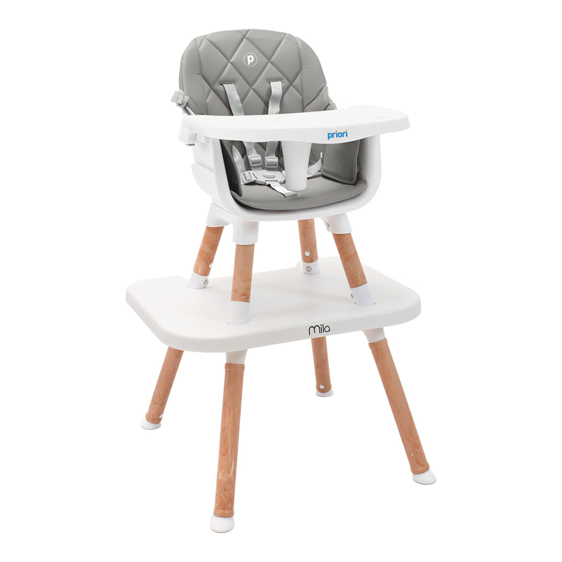 Silla Comedor Bebé 6 en 1 Mila Gris Priori