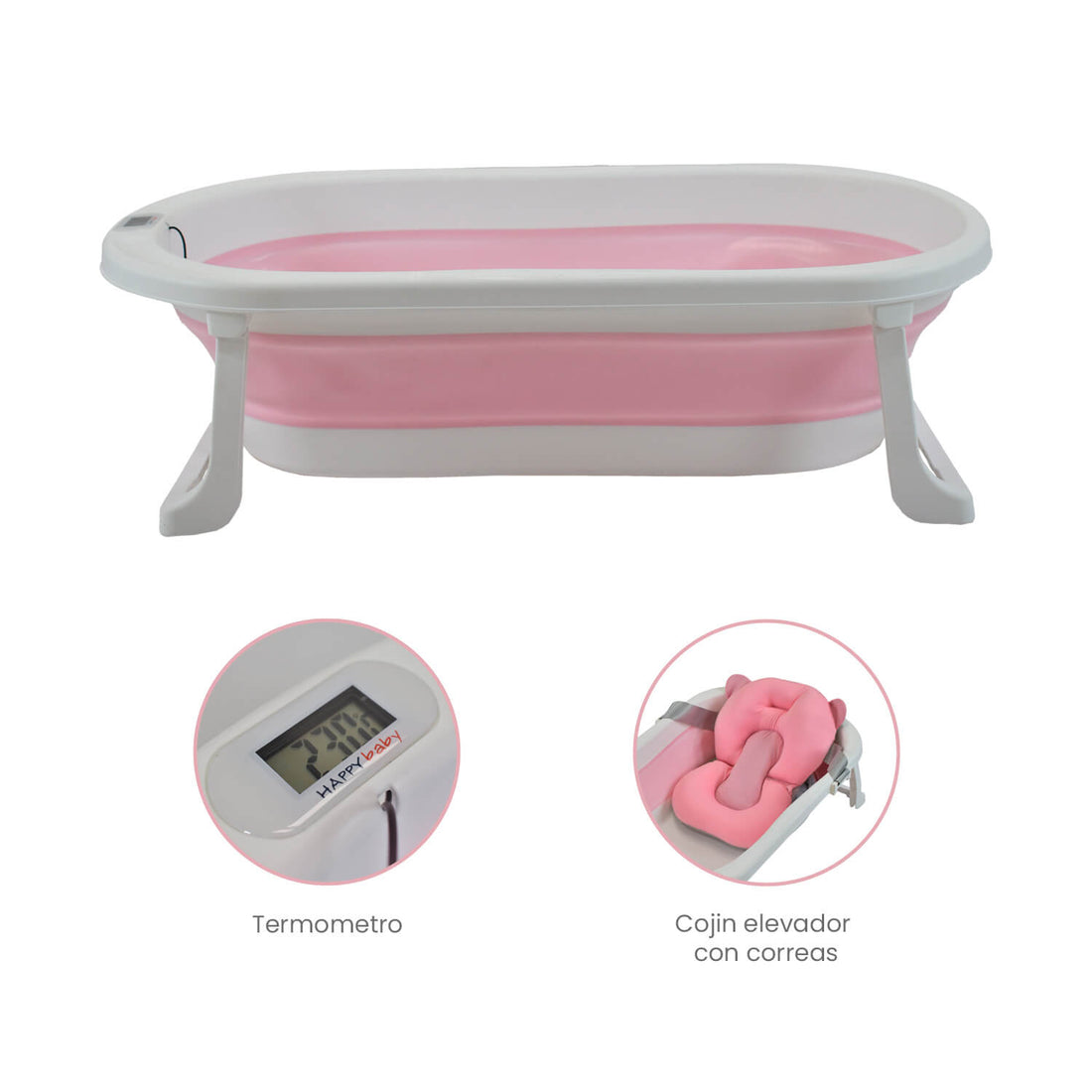 Combo Coche Bebe Klaus + Bañera Hawai Happy Baby Rosa