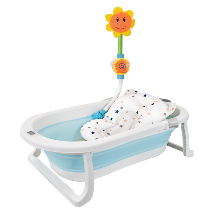 Bañera Bebé Happy Baby Con Cojín Y Termómetro Hawai Plus Azul