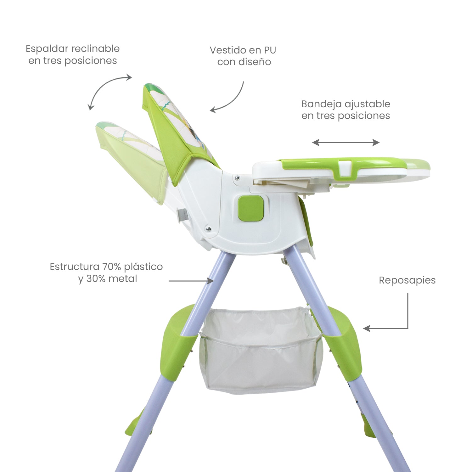 Silla Comedor Bebé 3en1 Happy Baby Bahamas Verde