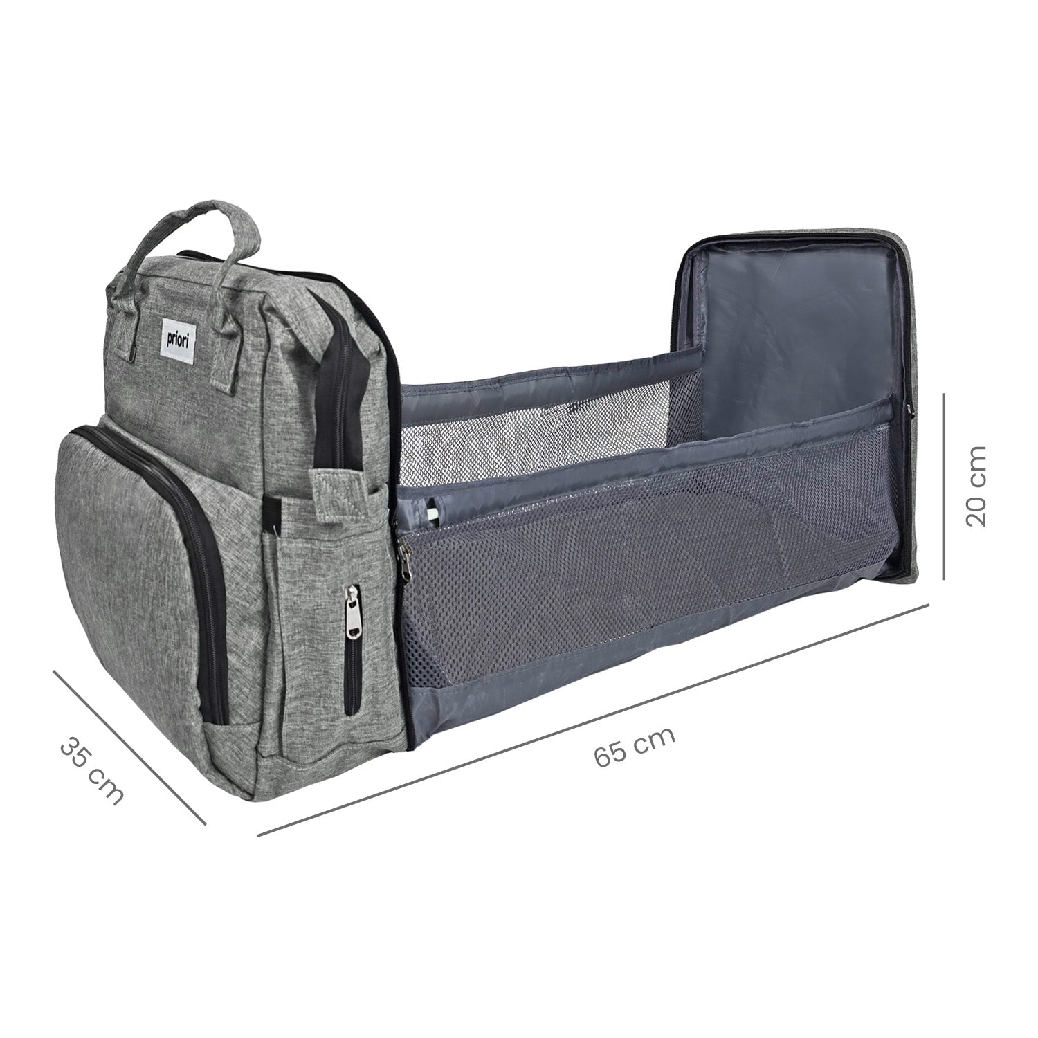 Pañalera Bebe Morral 3 en 1 PS 1001 Priori Gris