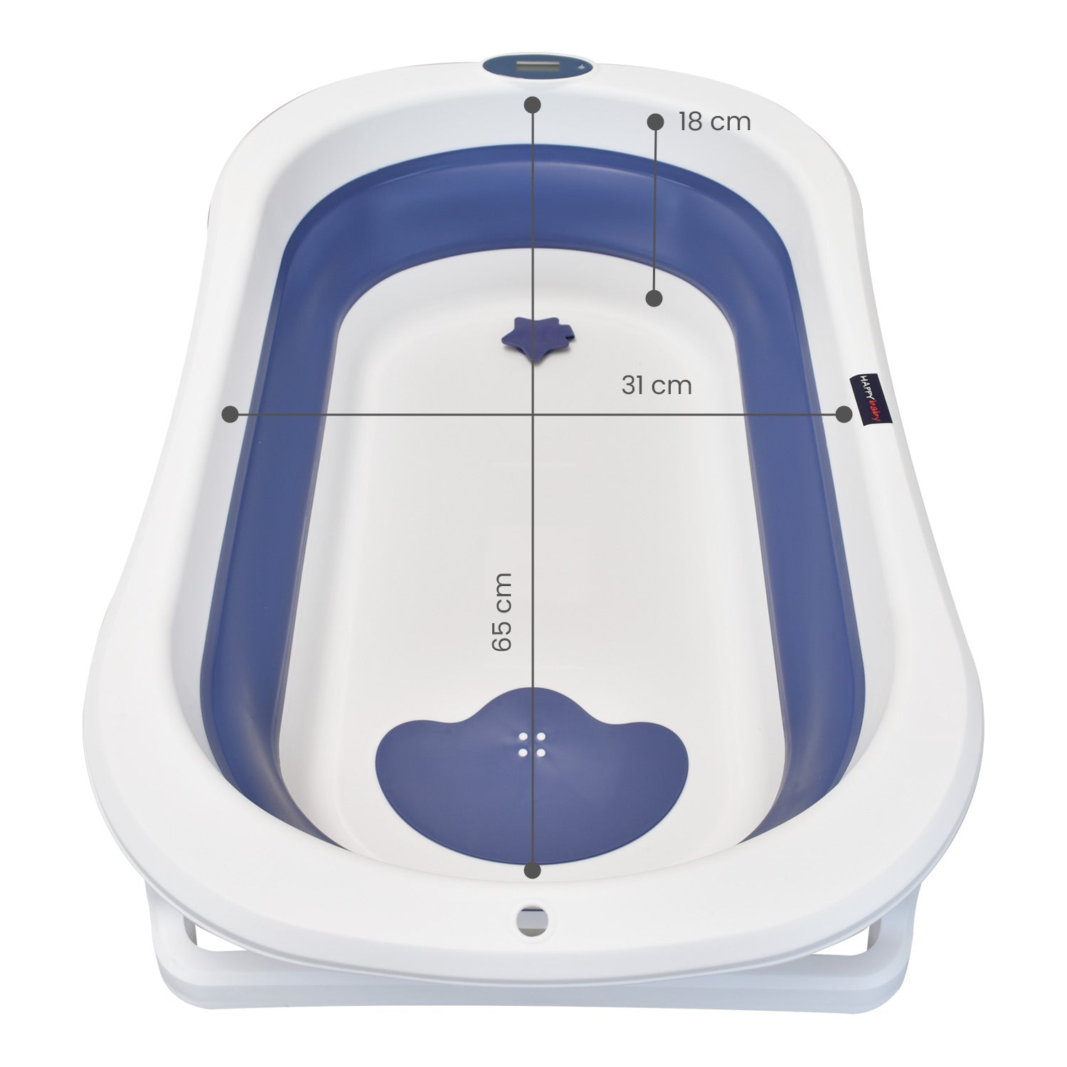 Bañera Plegable Con Soporte Y Cojín Stand Happy Baby Azul