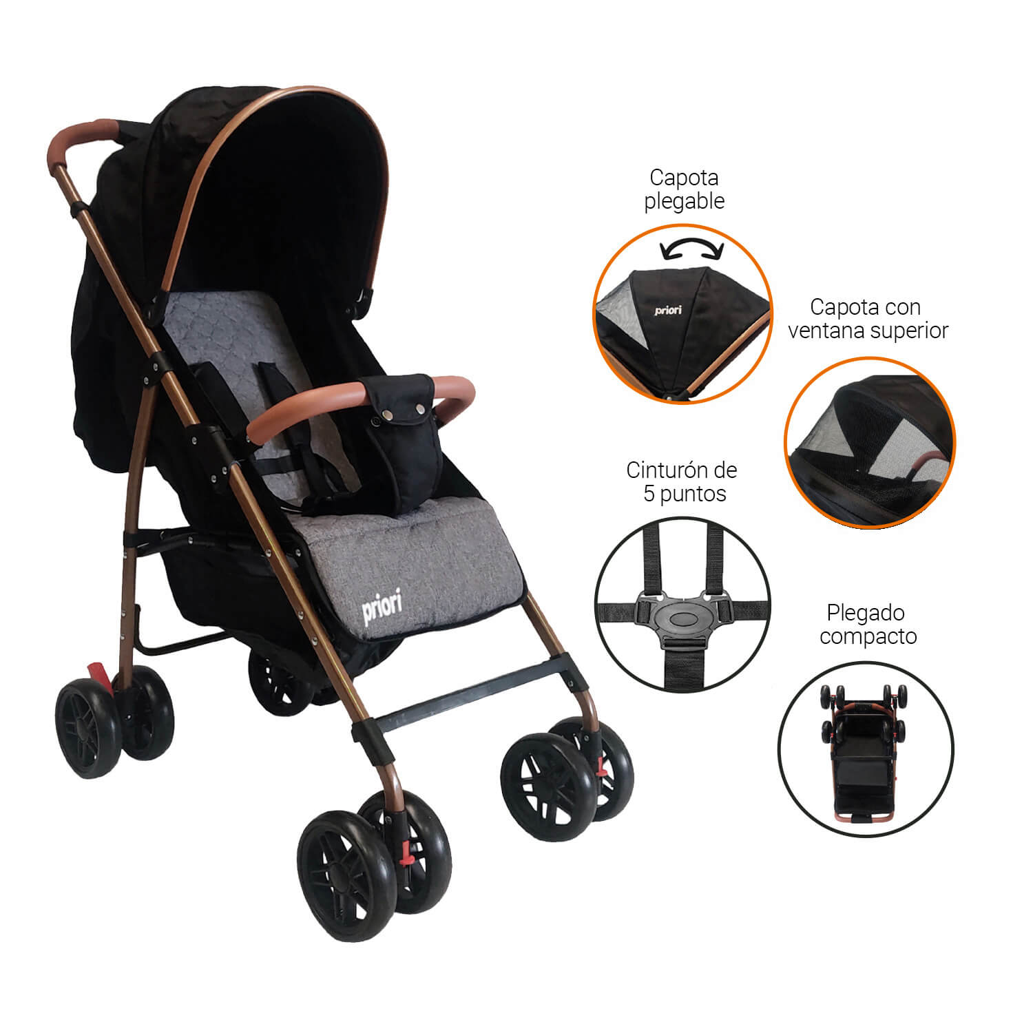 Coche Bebe Paseador Priori Park Negro