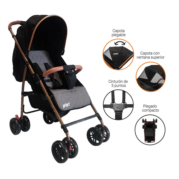 Coche Bebe Paseador Priori Park Negro