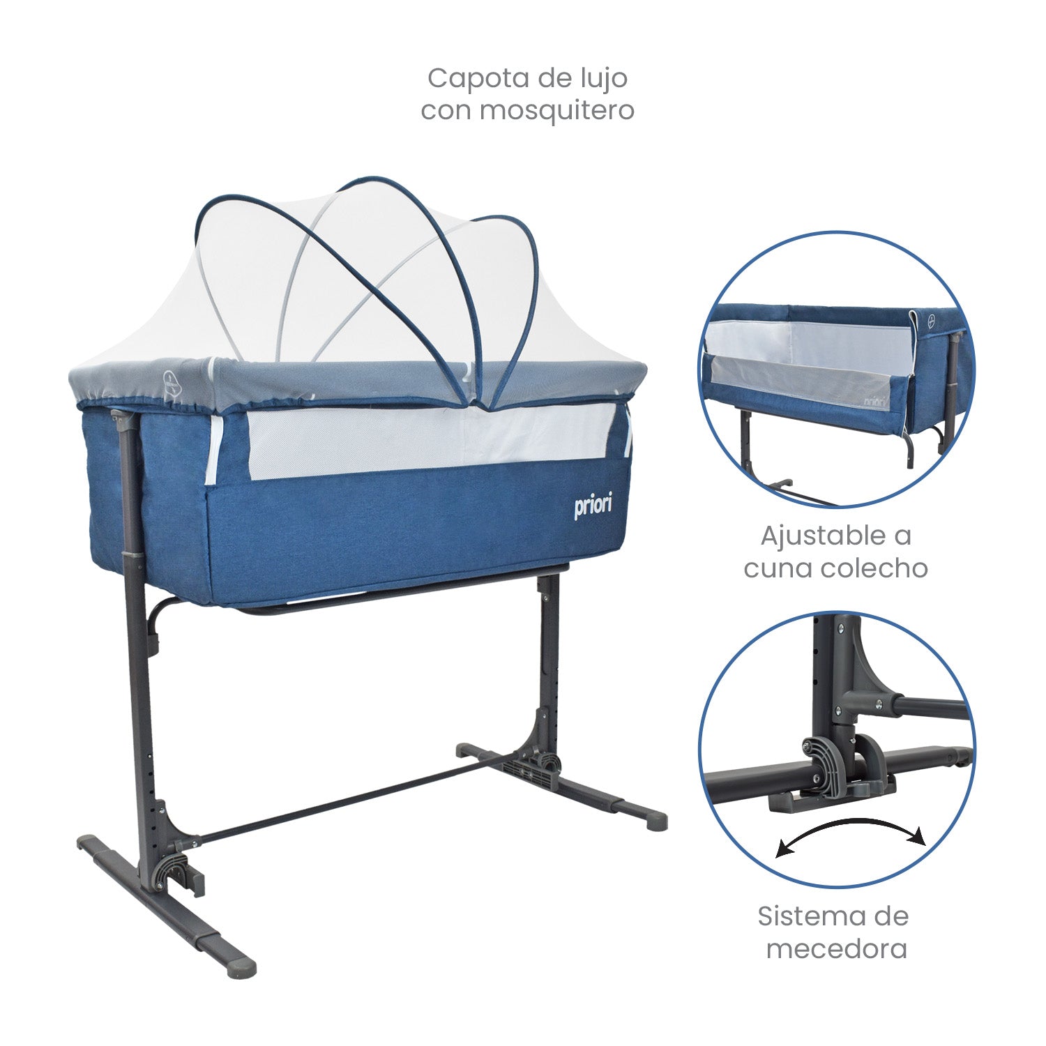 Combo Coche Park Azul + Cuna Colecho Bebé Golf Priori Azul
