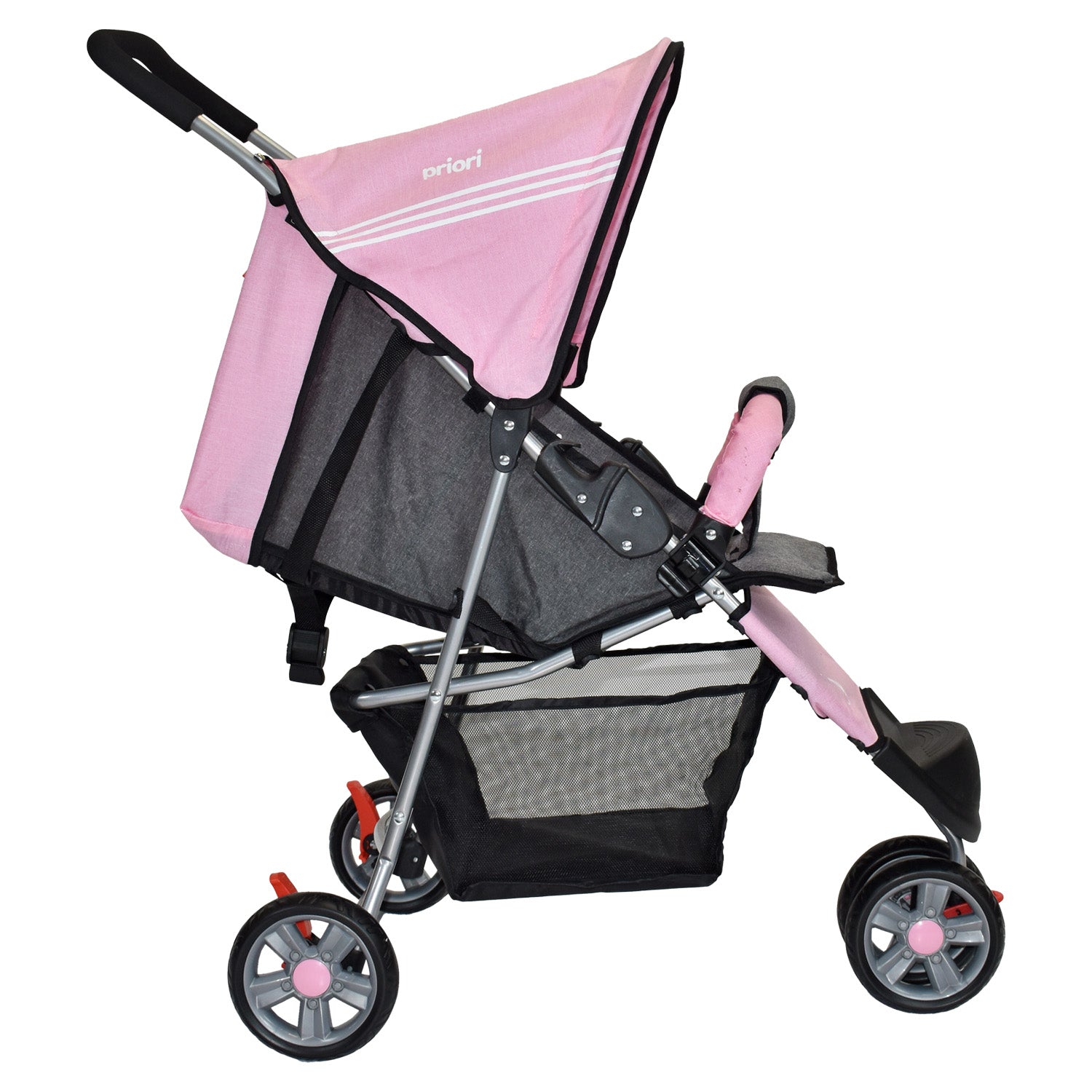 Coche Bebe Priori Tres Ruedas Liviano+Pañalera Jogger Rosa