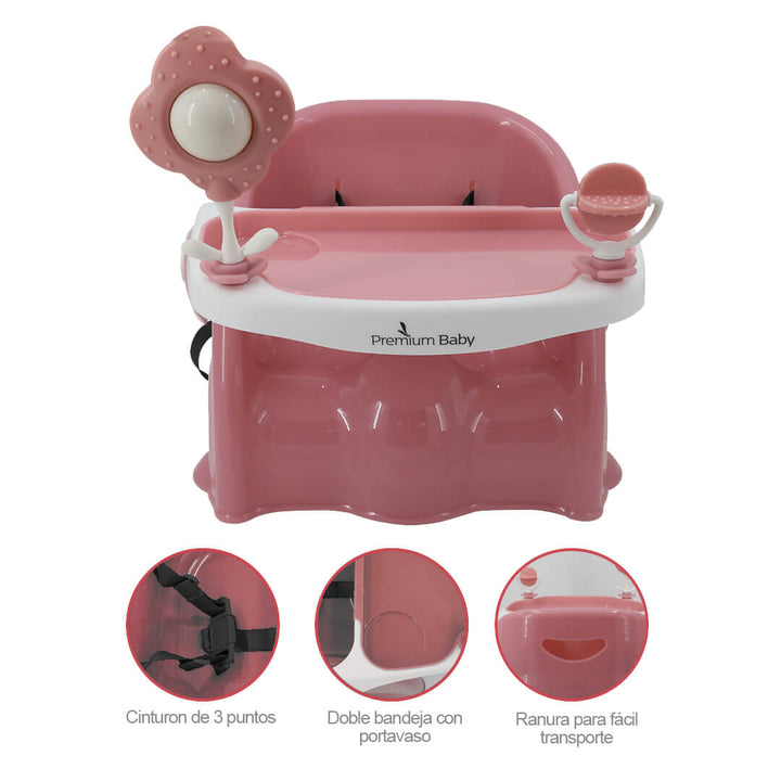 Silla Comedor Booster Rosa Bozz Premium Baby