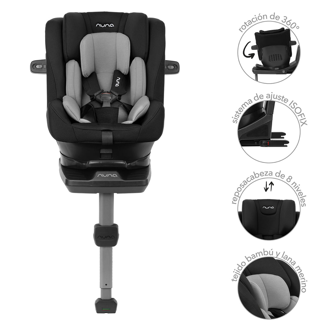 Silla Carro Bebe Nuna 360° Isofix Prym Caviar