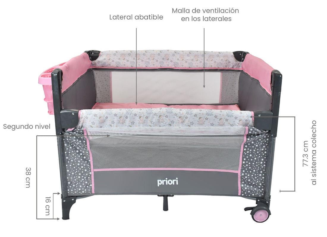 Combo Coche Nova Rosa +Cuna Ariel Octopus Priori Rosa