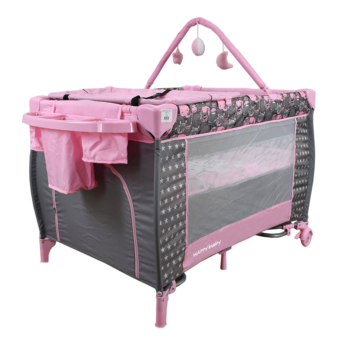 Combo Coche Luca Rosado +Cuna Mecedora Miami Rosado