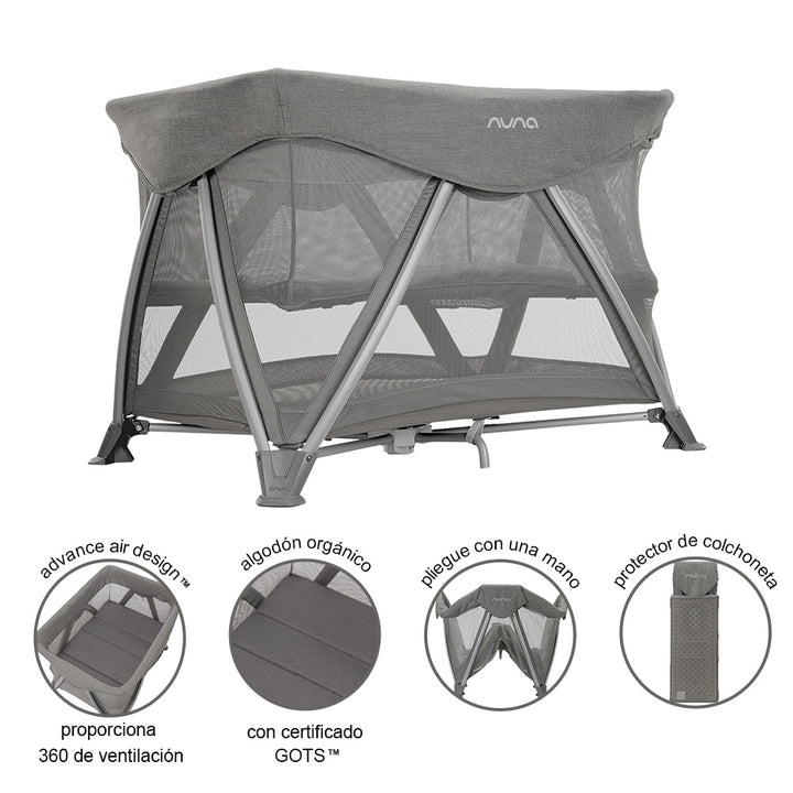 Corral Cuna bebé Nuna Sena Aire Gris Frost