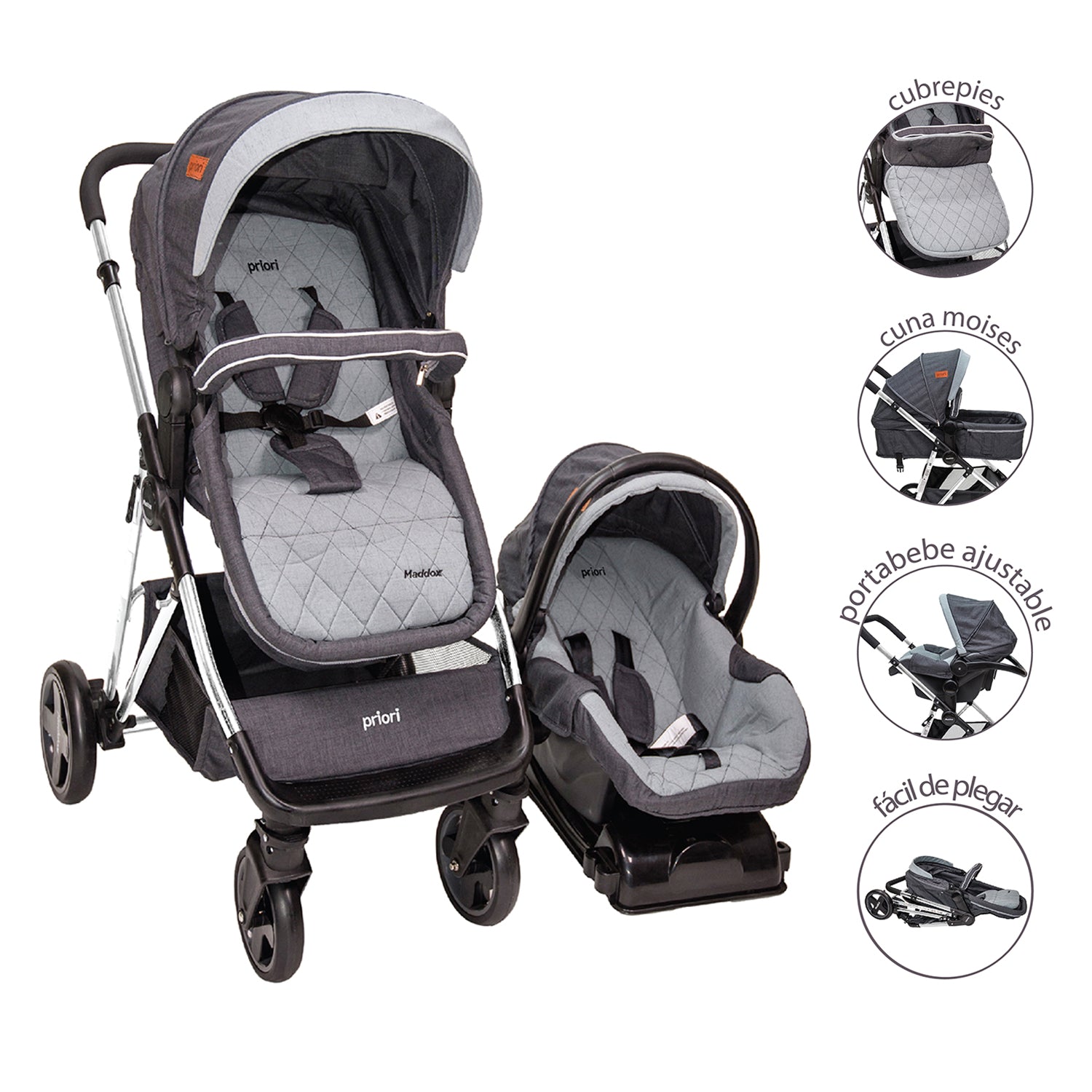 Coche Bebe Maddox 4en1 Priori Negro