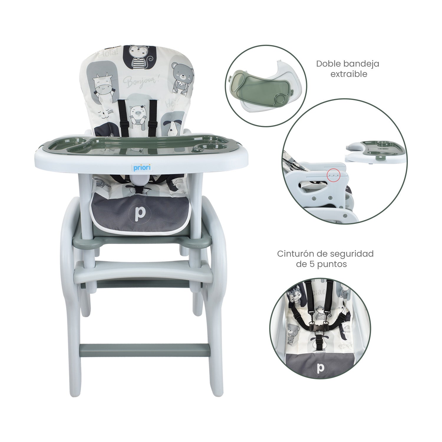 Comedor Bebe Escritorio PCM-10 Animals Gris Priori