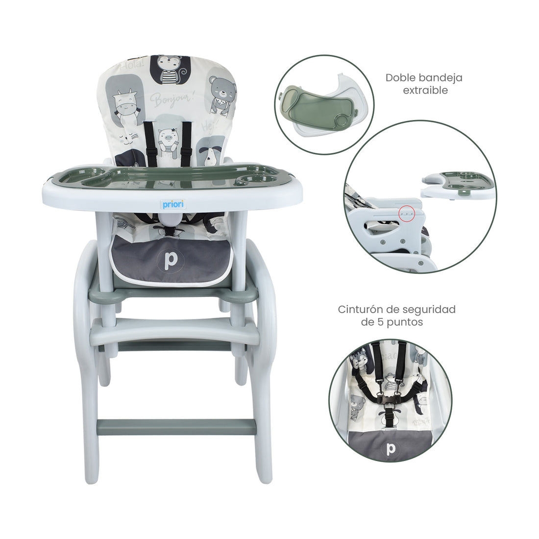 Comedor Bebe Escritorio PCM-10 Animals Gris Priori