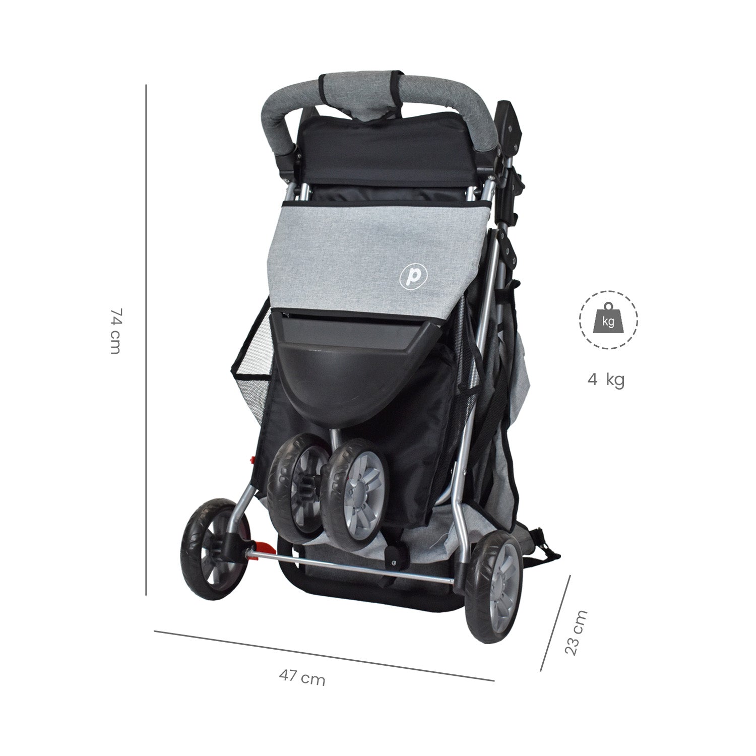 Coche Bebe Priori Tres Ruedas Liviano+Pañalera Jogger Gris
