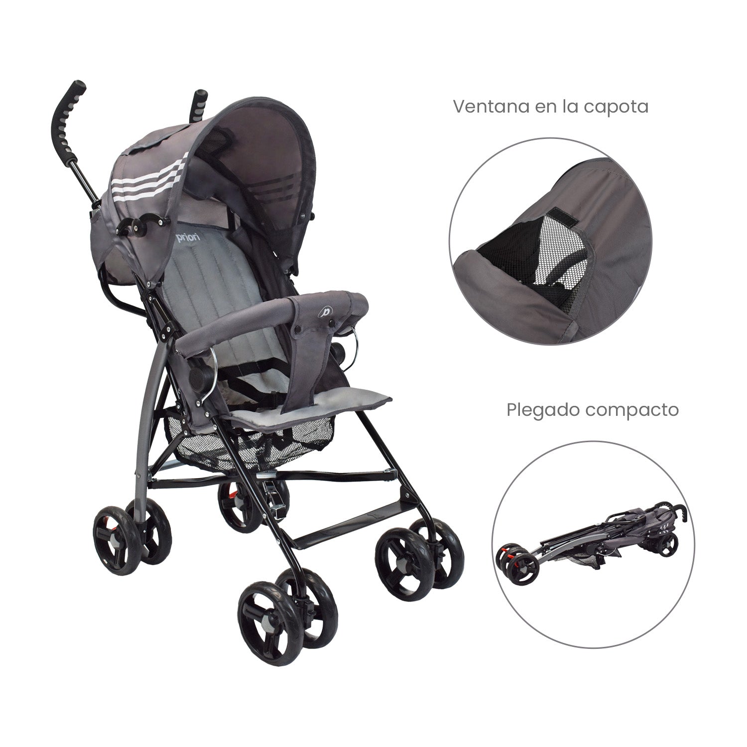 Coche paseador Bebe Ppa Gris Priori