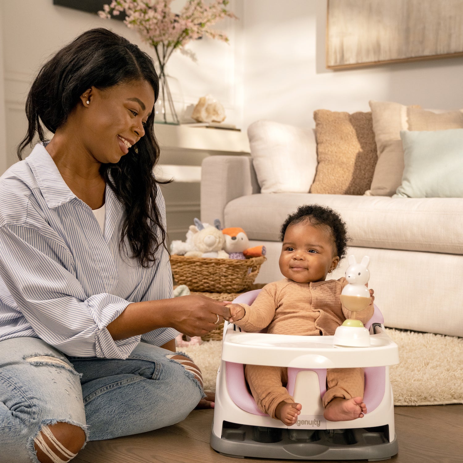Silla Comedor Booster Multiusos Bebe Ingenuity Rosa 16726