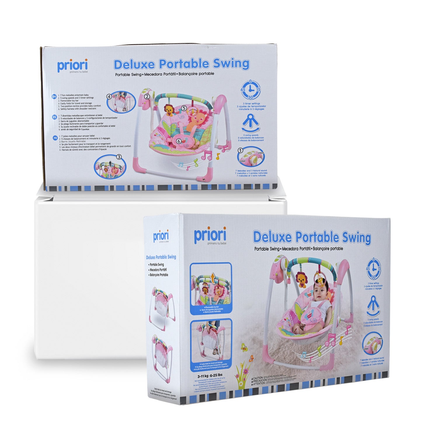 Columpio Mecedora Bebe Portátil PB2025 Priori Rosa