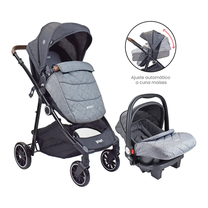Coche bebé Travel System Aria T Priori Gris Oscuro