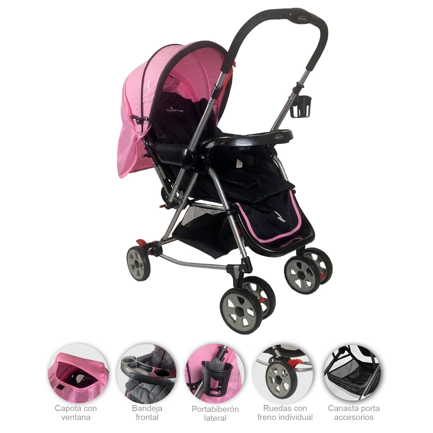 Coche Mecedora Bebe Balance Premium Baby Rosa