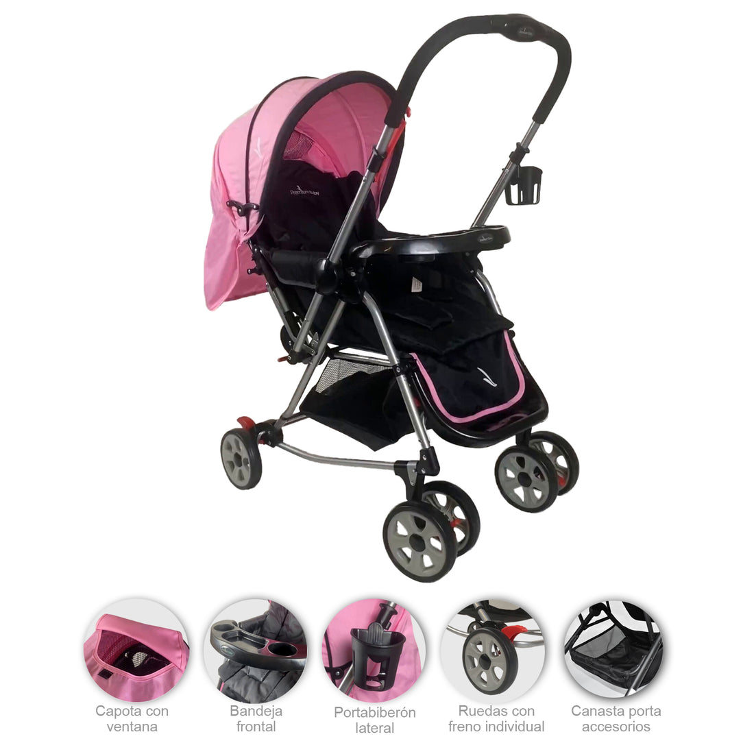 Coche Mecedora Bebe Balance Premium Baby Rosa