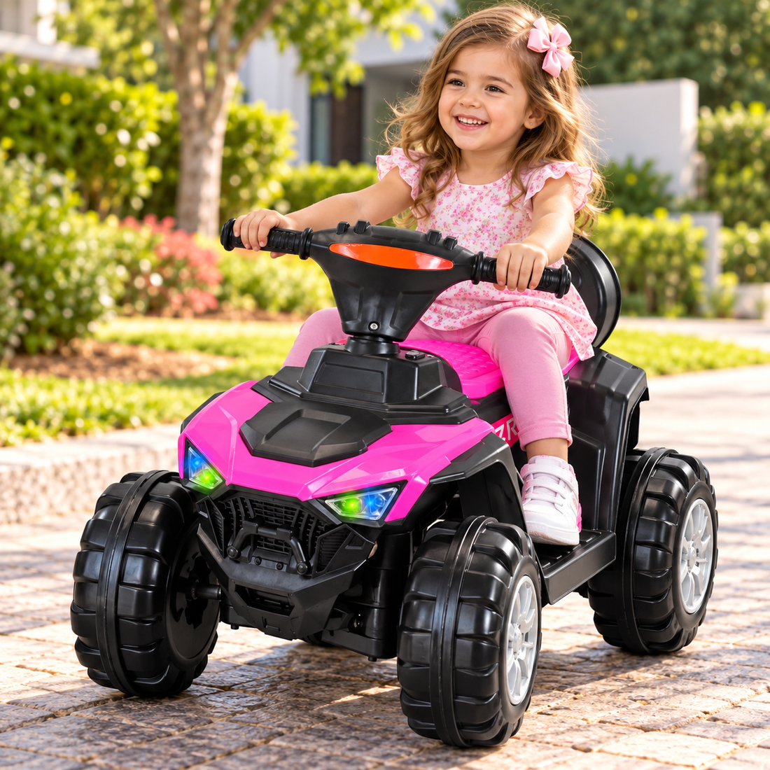 Cuatrimoto Moto Eléctrica Montable Niña DM1001 Rosada 4.5V