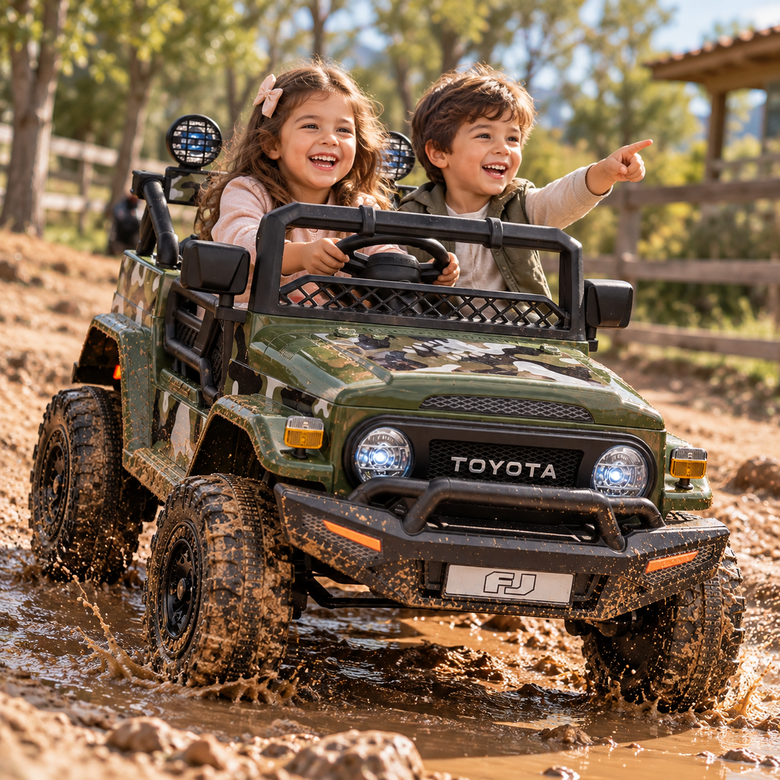 Carro Electrico Niño Niña Montable Toyota YJ2099  Verde 12V