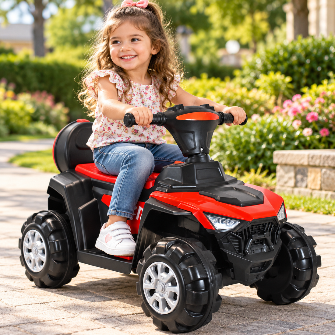 Cuatrimoto Moto Eléctrica Montable Niño Niña DM1001 Rojo 4.5V