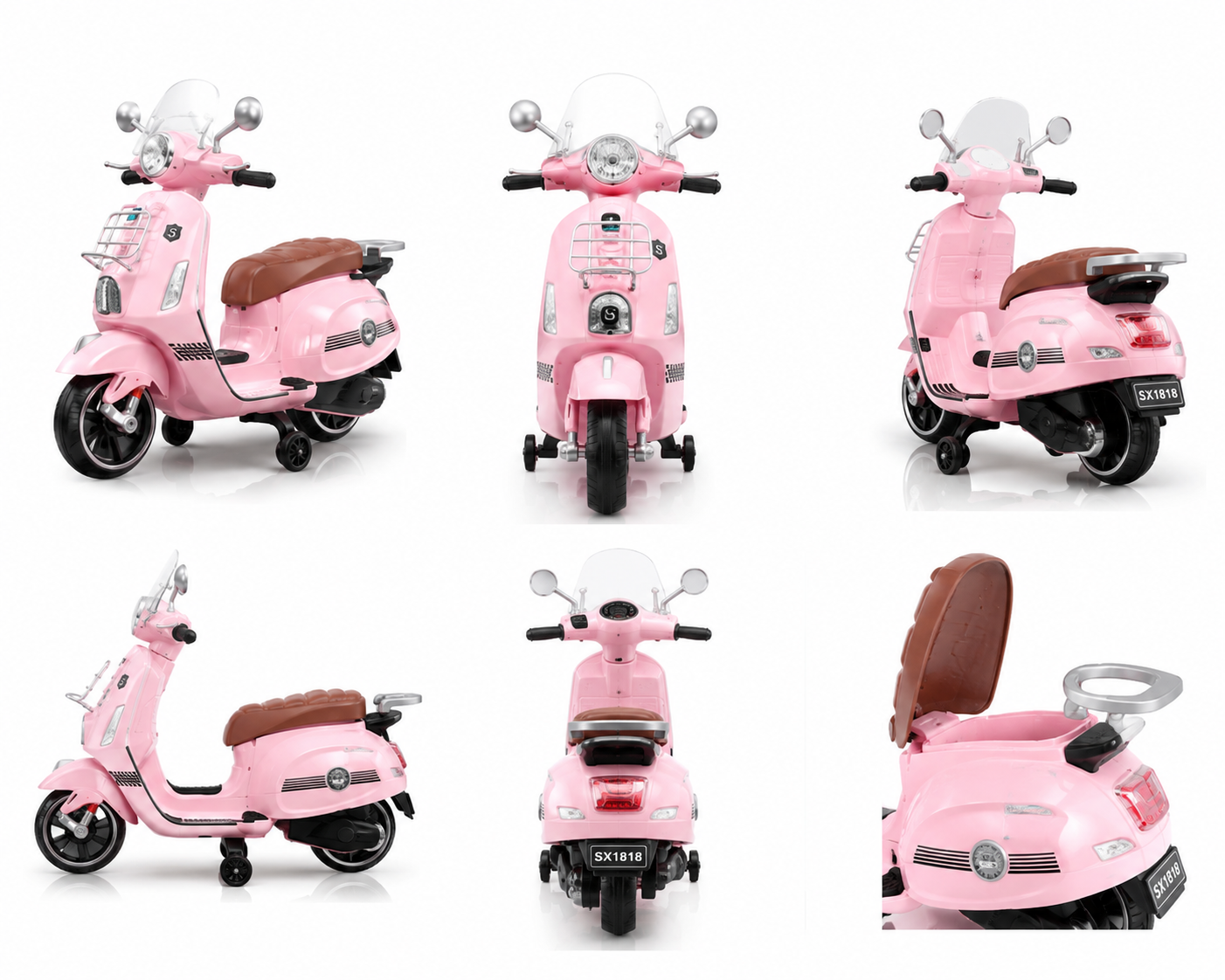 Moto Electrica Niño Niña Montable Vespa BLW1389A Rosada