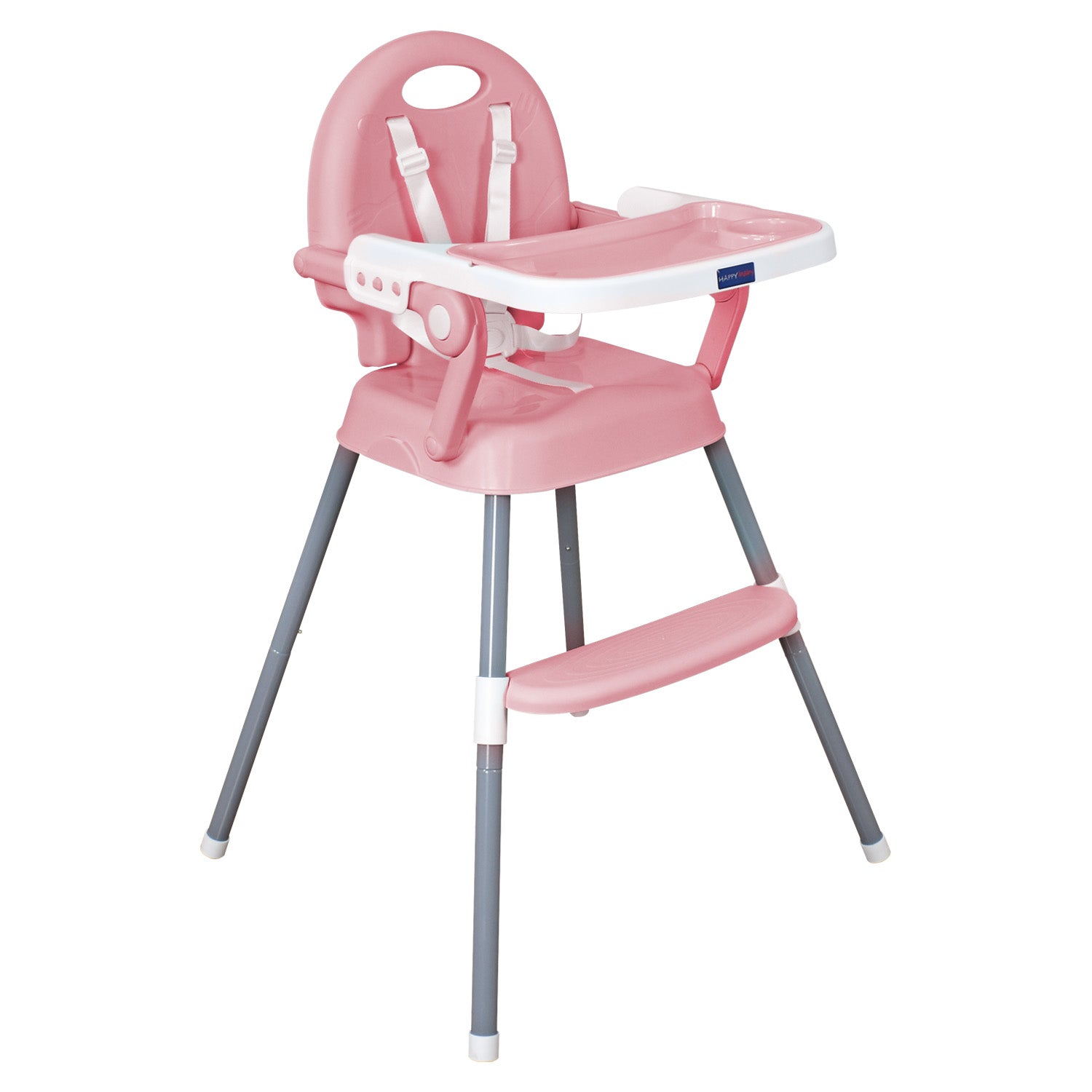 Silla comedor bebe 3en1 Happy Baby rosa CP7000