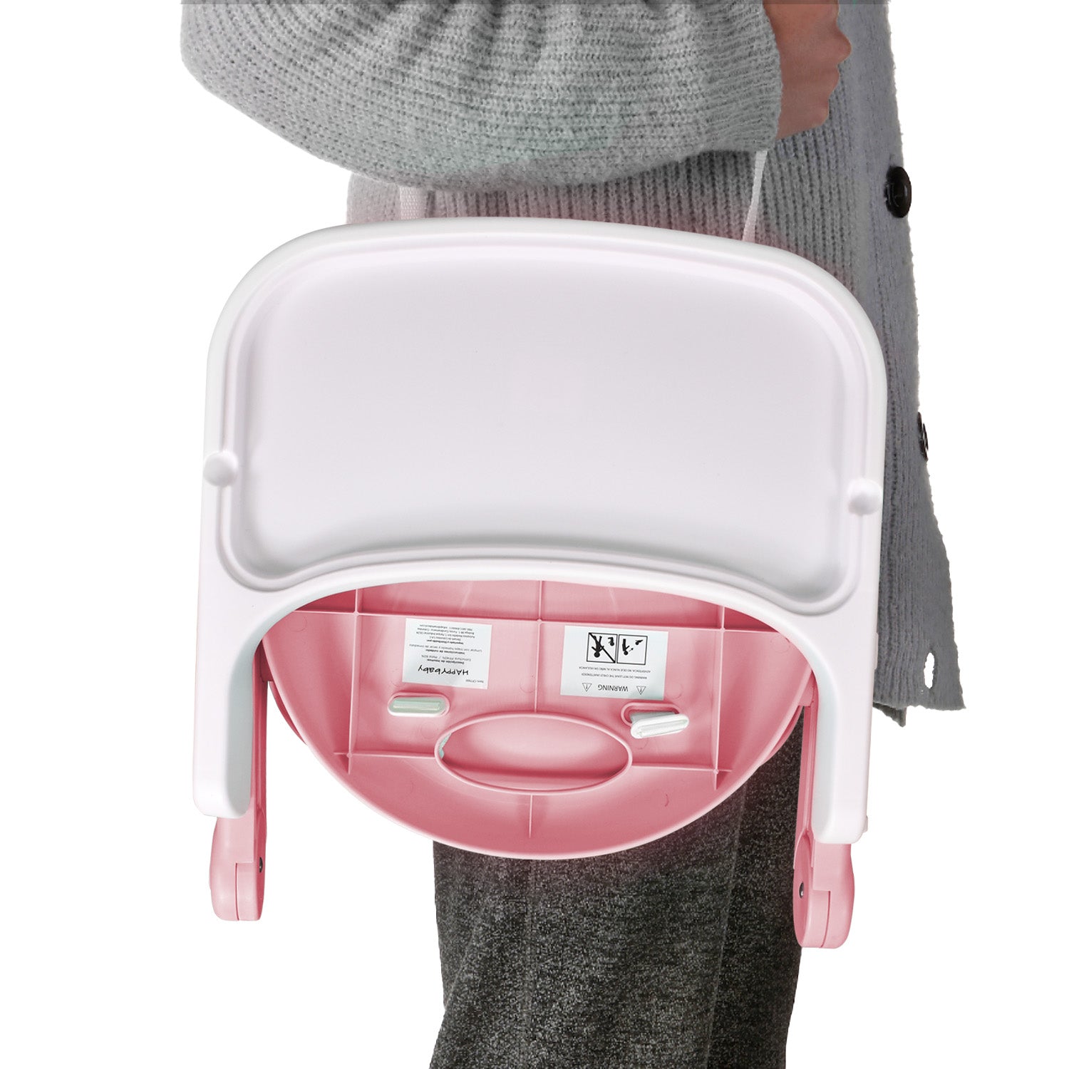 Silla comedor bebe 3en1 Happy Baby rosa CP7000