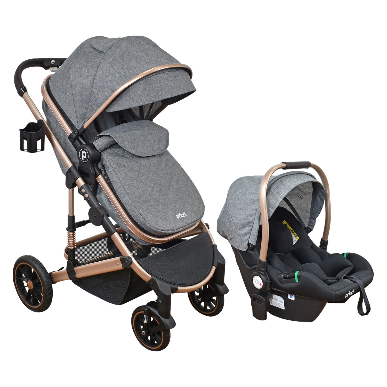 Coche Bebe 4 en 1 Travel System Cris Priori Gris